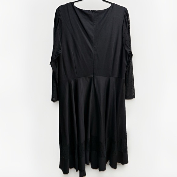 Jameela Jamil Womens Black Midi Evening Dress Sheer Dot Sleeve Quiet Luxury 18 - Picture 5 of 10